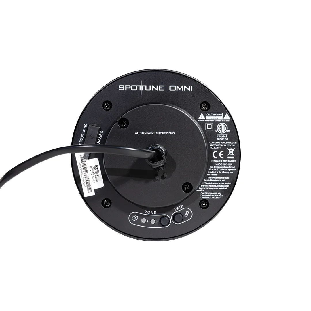 Parte superior de un Omni negro con la salida de cable del kit colgante.